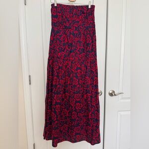 NWT Sundry / Anthropologie Floral Red & Blue Strapless Maxi Dress- size Large /3